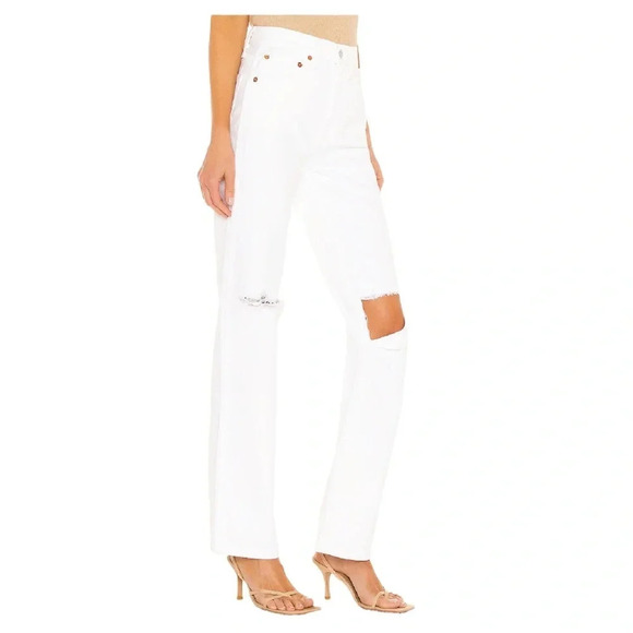 Re/Done Originals 90s High Rise Loose in White Denim With Rips Size 30 NWT - Picture 15 of 15